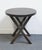BERNHARDT FURNITURE 26" Round X-Frame Accent Table with Leather? Top and Pewter Hardware 277-125 / 377-125 in Gray? Finish...