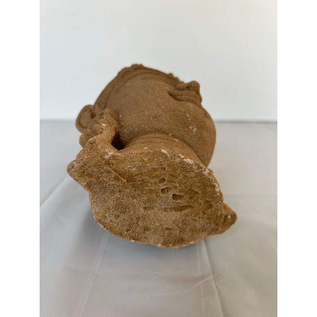 Vintage Carved Sandstone Goddess Deity Bust For Sale In Miami - Image 6 of 6
