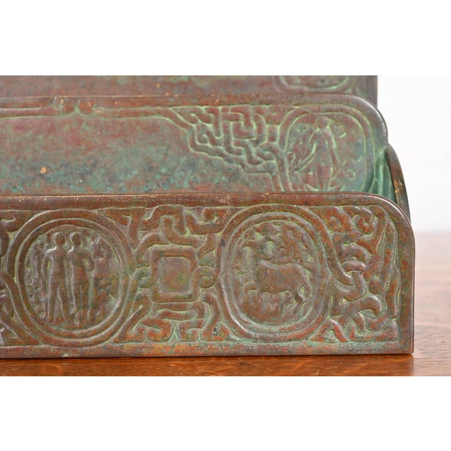 Tiffany Studios New York Zodiac Patinated Bronze Letter Rack, Circa 1910 For Sale In South Bend - Image 6 of 12