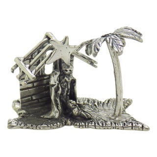 Vintage Italian Handmade Genuine Silver Nativity Christmas Figurine from Arezzo Tuscany, 1970s For Sale