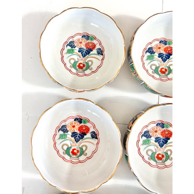 Vintage Arita Fine China Imari Porcelain Bowls With Gold Trim, Set of 6 For Sale - Image 9 of 13