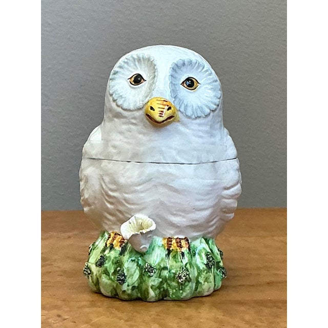 Ceramic Vintage Italian Owl Ceramic Lidded Trinket Box For Sale - Image 7 of 12