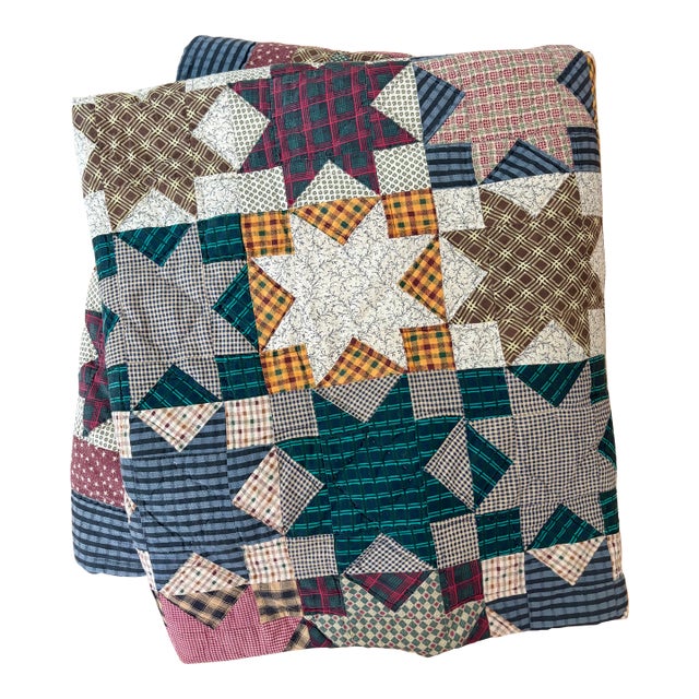 Vintage Americana Star Pattern Quilt For Sale