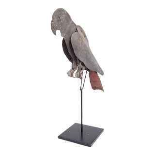 Tole Folk Art Parrot on Later Stand, Possibly French or French Colonial, Circa 1900 For Sale