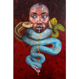 A Surreal Oil on Canvas Portrait Painting, "A Light Within, Amongst the Danger of Skin" For Sale