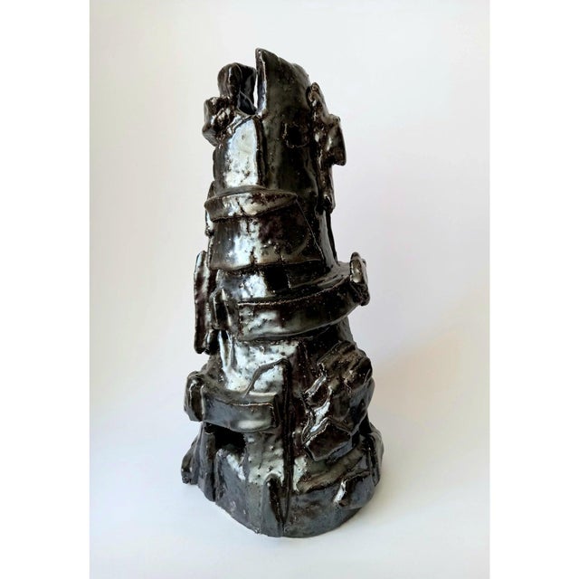 # 14.6" Contemporary Modernist Ceramic Sculpture Vase For Sale - Image 6 of 7