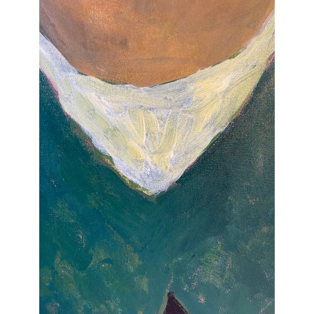 Blue Mid 20th Century Expressionist Style Portrait Oil Painting on Canvas For Sale - Image 8 of 12