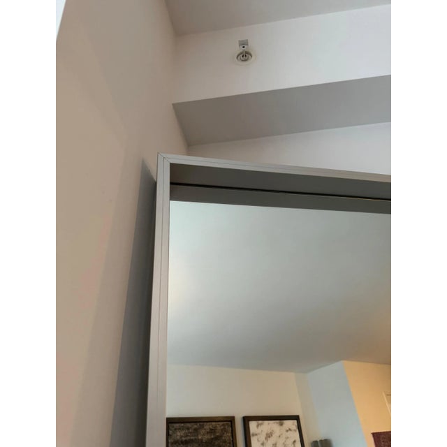 Floor Mirror With Brushed Alluminum Frame For Sale - Image 4 of 4