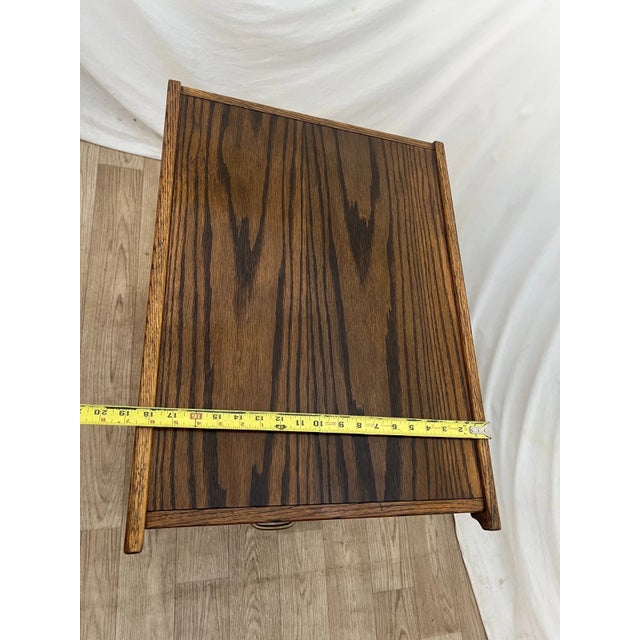 Vintage Tiger Oak File Cabinet Two Drawers One Locks Paneled Sides Legal Size For Sale - Image 11 of 13