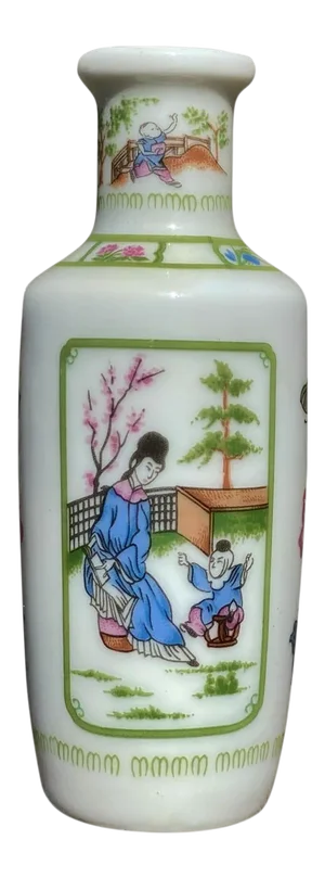 Vintage Chinese Small Porcelain Geisha Motif Vase