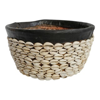 Vintage Cowry Shell Basket For Sale