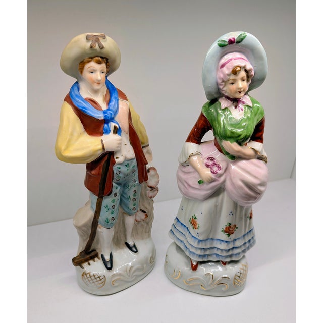 Pair of “Made in Occupied Japan” Porcelain Staffordshire-Style Figurines, Circa 1945–1952 For Sale - Image 9 of 10