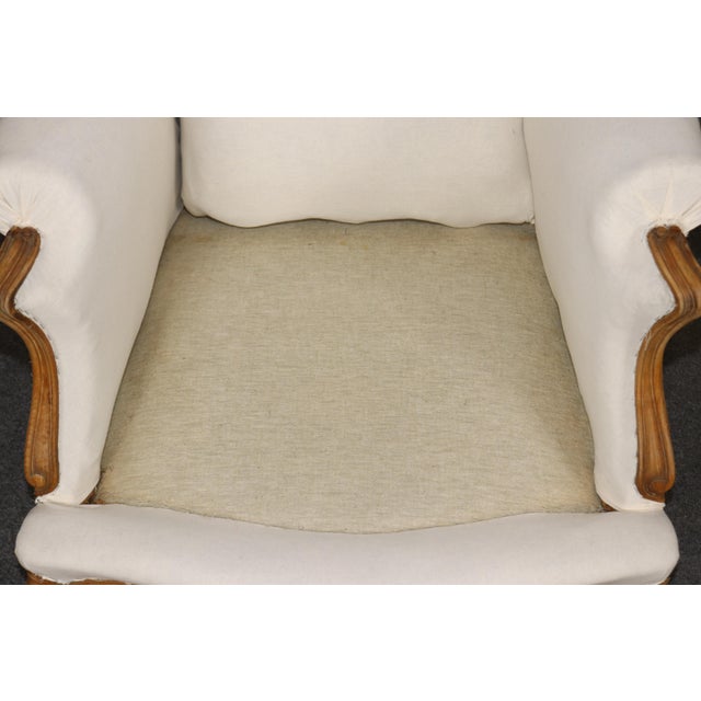 Pair of French Louis XV Style Oversized Upholstered Bergere Chairs C. 1920's For Sale - Image 11 of 13