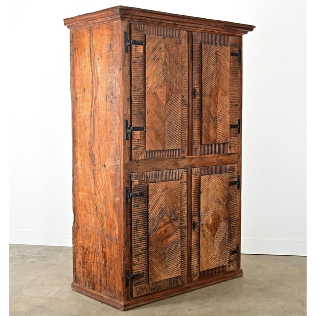 Rustic European Portuguese 18th Century Carved Solid Chestnut Cabinet For Sale - Image 3 of 14