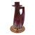Antique Red Metallic Lustre Art Pottery Candle Holder With Gold and Blue Accents For Sale