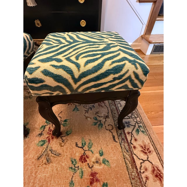 Textile Pair of 1970s Zebra Upholstered Stools For Sale - Image 7 of 8