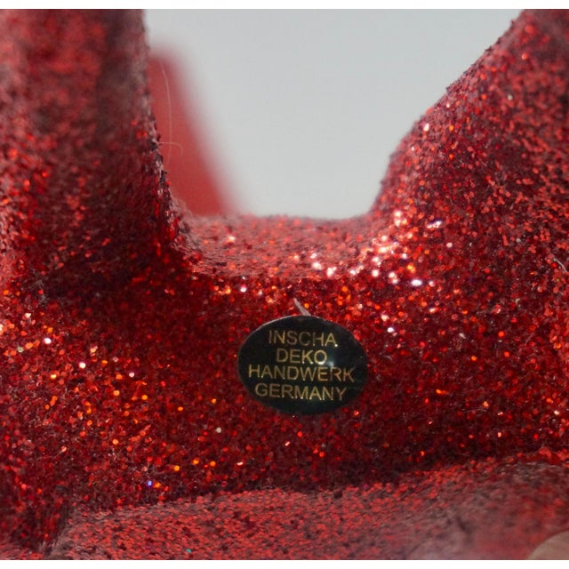 Capture the retro charm of a Mid-Century German Christmas with this striking pair of red glitter reindeer. Handcrafted by...