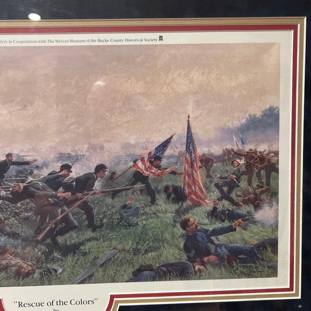 Paper 1960 Offset Print Framed Rescue of the Colors by William Trego For Sale - Image 7 of 9