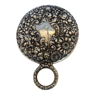19th Century Art Nouveau Sterling Silver Repousse Hand Mirror For Sale