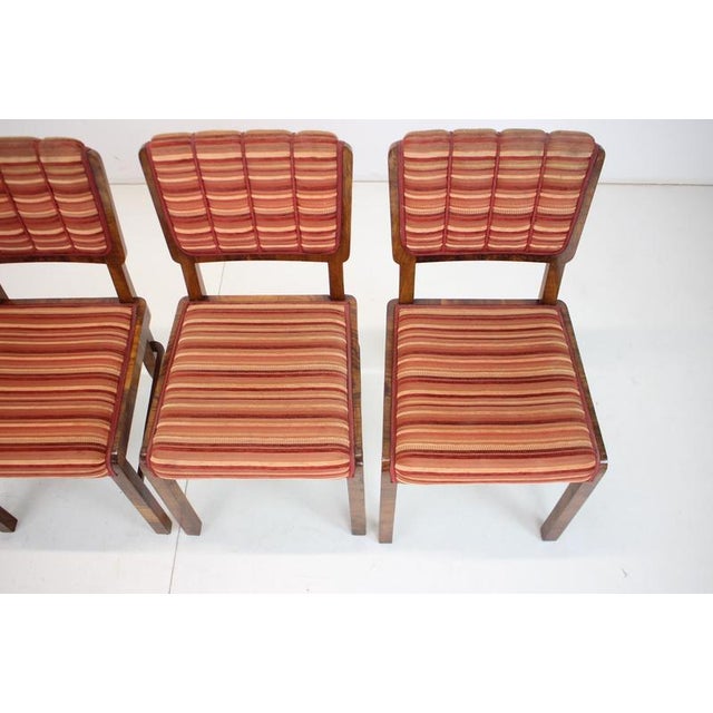 Art Deco Walnut Veneer Dining Chairs, Czechoslovakia, 1930s, Set of 4 For Sale - Image 4 of 18