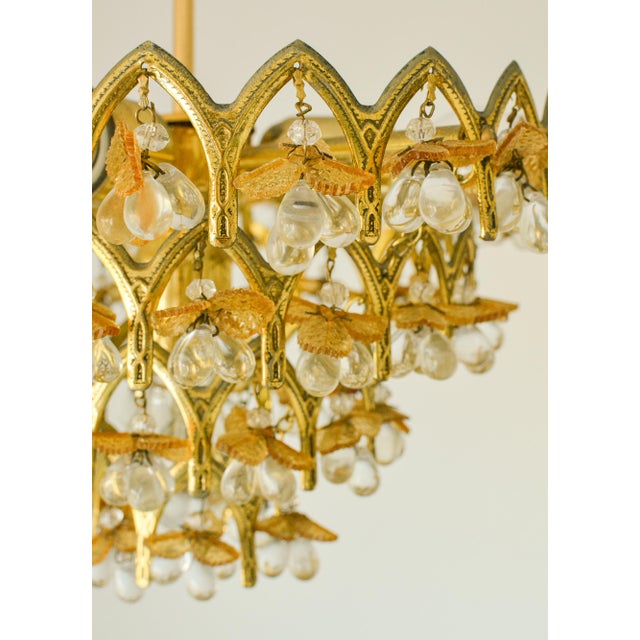 Vintage Murano Glass Fruit Chandelier, 58 Drops, Gilt Metal, 4-Light, 1970s For Sale - Image 4 of 9