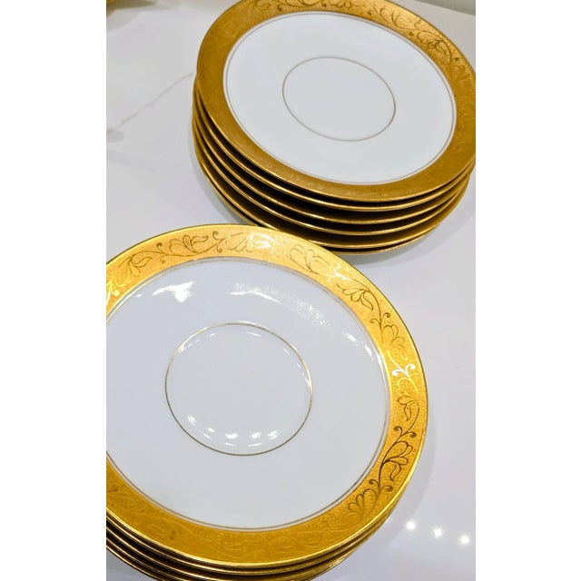 Early 20th Century Thomas Bavaria Pickard 24k Gold Tea Set – 19 Pieces, 7 Cups & Saucers For Sale - Image 5 of 11