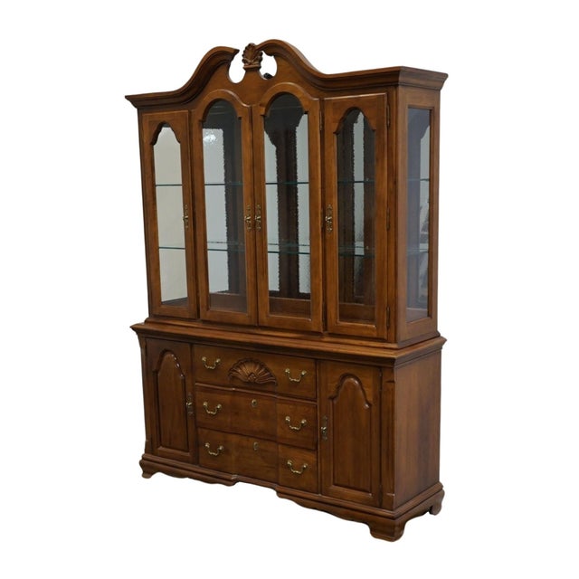 BROYHILL FURNITURE Traditional Style 60" Pediment China Cabinet w. Decorative Textured Glass Doors 631-7940-65/66 82.5"...