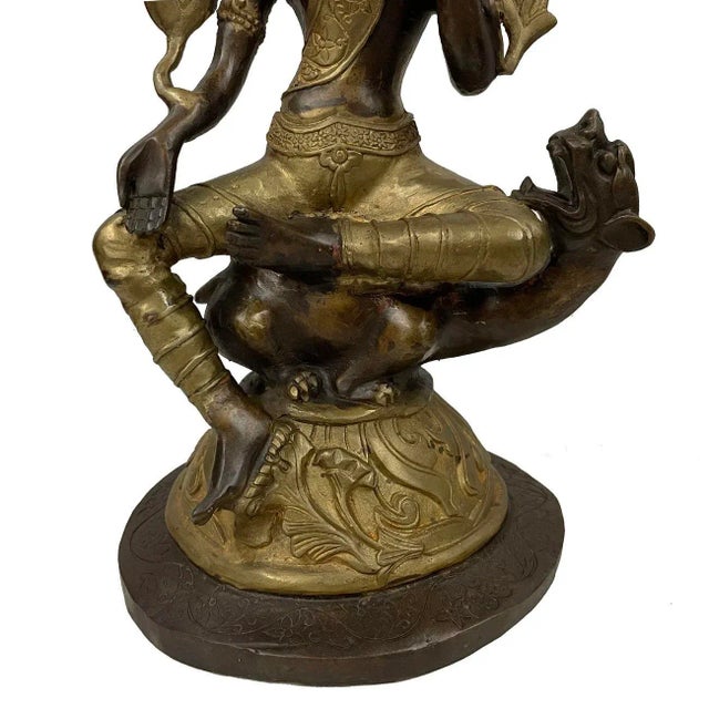 Asian Antique Tibetan Bronze Bodhisattva Du Mu Statuary For Sale - Image 3 of 13