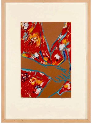 George Segal, American Pop Art George Segal Color Expressionist Lithograph Woman in Red Kimono, 1985