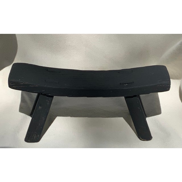 Antique Primitive Ebonized Wood Saddle Stool, 19th–Early 20th Century For Sale - Image 9 of 17