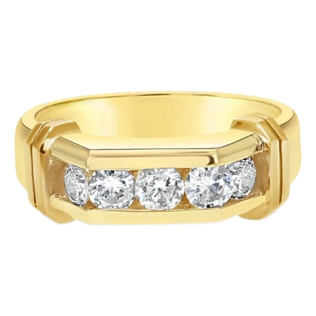 1 Carat Five Stone Diamond Wedding Band, Size 8 For Sale