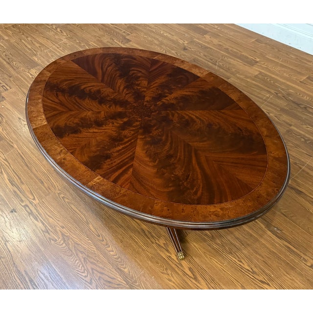 Wood Traditional Oval Mahogany Cocktail Table by Leighton Hall - Showroom Sample For Sale - Image 7 of 14