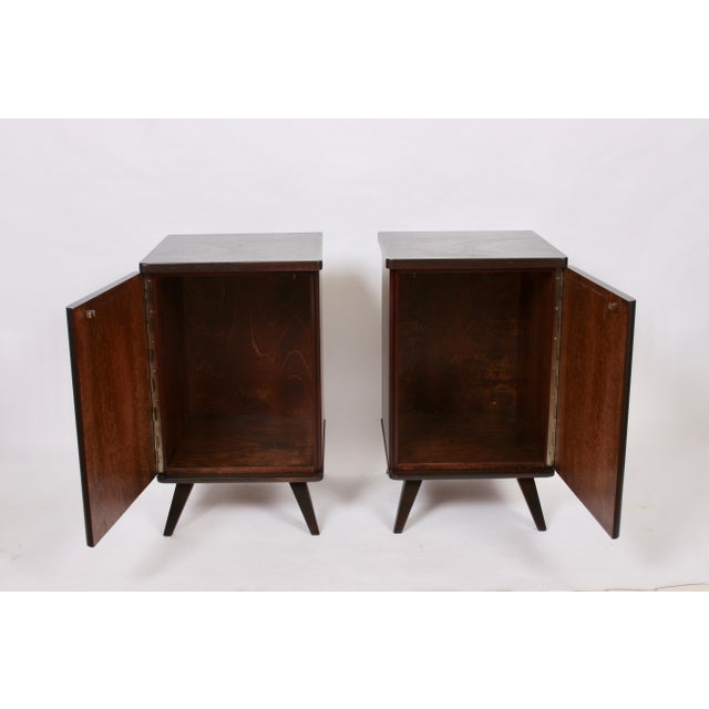 Swedish Moderne Dark Walnut Bedside Cabinets, 1940s - A Pair For Sale - Image 9 of 13