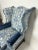 Blue Elephant Print Wingback Chair with Fringe Trim For Sale - Image 8 of 12