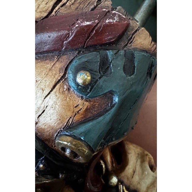 Vintage Coney Island Carousel Armored Horse Head Sculpture Allan Agohob For Sale - Image 4 of 4