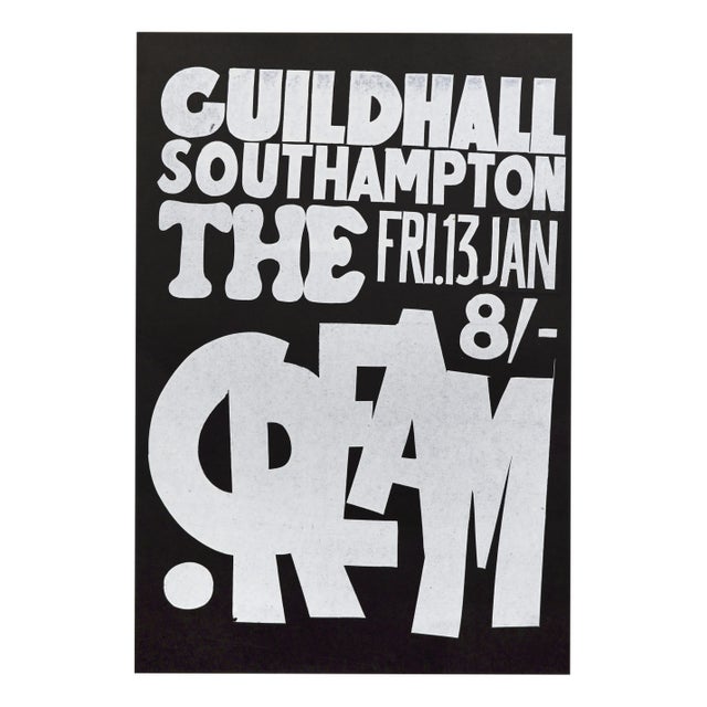 Cream Original Vintage UK Concert Poster, Guildhall, Southampton, 1967 For Sale