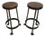Brutalist Bar Stools in Elm and Wrought Iron, 1950s, Set of 2 For Sale