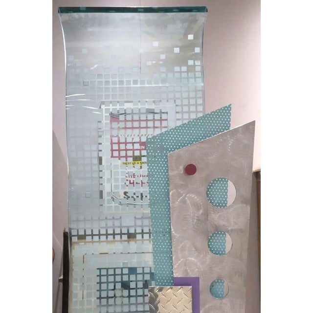 1970s Large 80 Inches Tall Art Glass and Metal Abstract Sculpture For Sale - Image 4 of 8