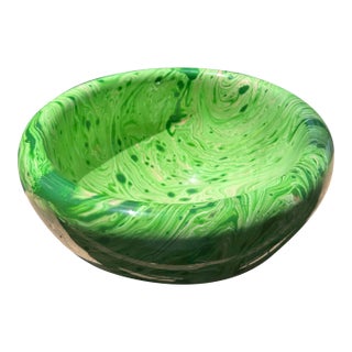 Made Goods Darva Bowl Green Swirl Lacquered Resin Decorative Centerpiece For Sale
