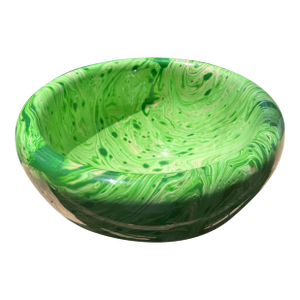 Made Goods Darva Bowl Green Swirl Lacquered Resin Decorative Centerpiece