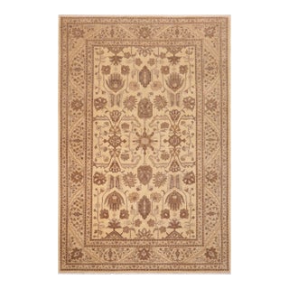 1990s Boho Chic Ziegler Beige Tan Hand-Knotted Wool Rug - 10'2'' X 14'1'' For Sale