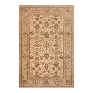 1990s Boho Chic Ziegler Beige Tan Hand-Knotted Wool Rug - 10'2'' X 14'1''