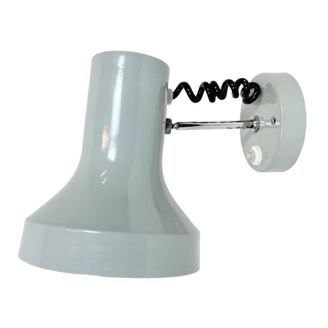 Vintage Grey Metal Wall Lamp by Josef Hurka for Napako, 1970s For Sale