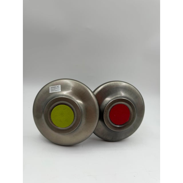 Mid-Century Brushed Chrome Bobbin Candlestick Holders Set Taper by Stoff Nagel, 1950s, Set of 2 For Sale - Image 9 of 15