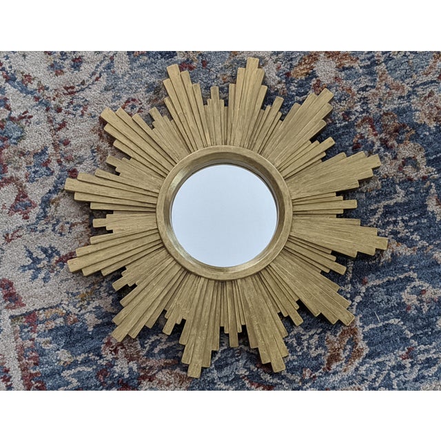 Small Gold Sunburst Wall Mirror For Sale - Image 4 of 7