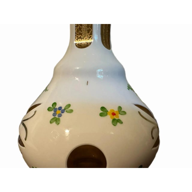 Antique Bohemian White Art Glass Cut to Amber Cordial Decanter & 6 Glasses For Sale - Image 11 of 13