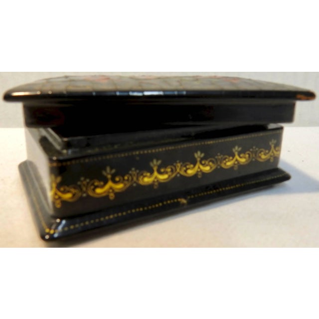 Vintage Hand-Painted Russian Lacquer Box With Fairies For Sale - Image 4 of 9