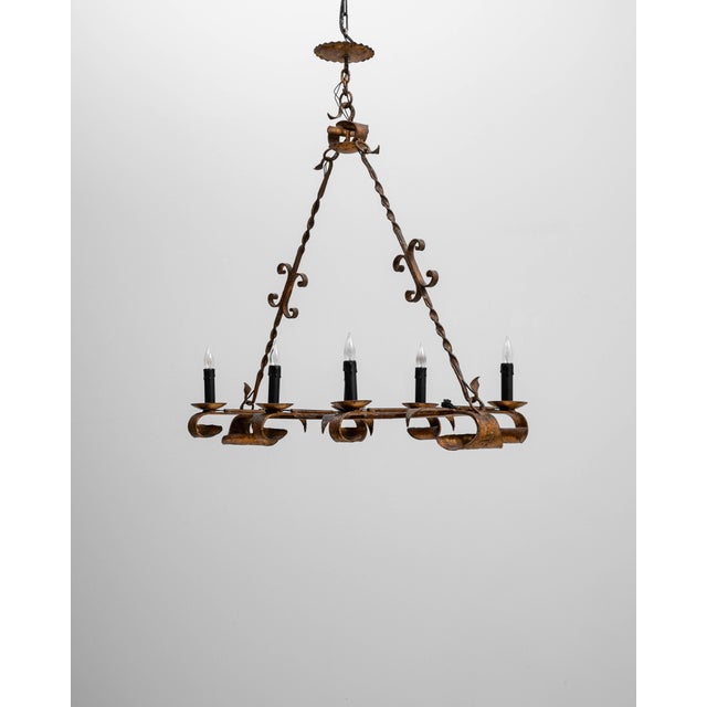 20th Century French Gothic Revival Metal Torch Chandelier For Sale - Image 16 of 18