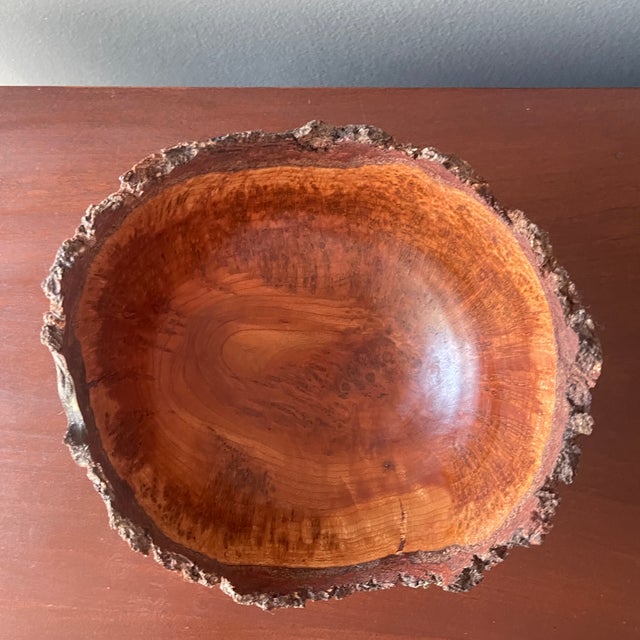 2014 Ed Sandle American Hand Turned Cherry Burl Live Edge Bowl For Sale - Image 9 of 12