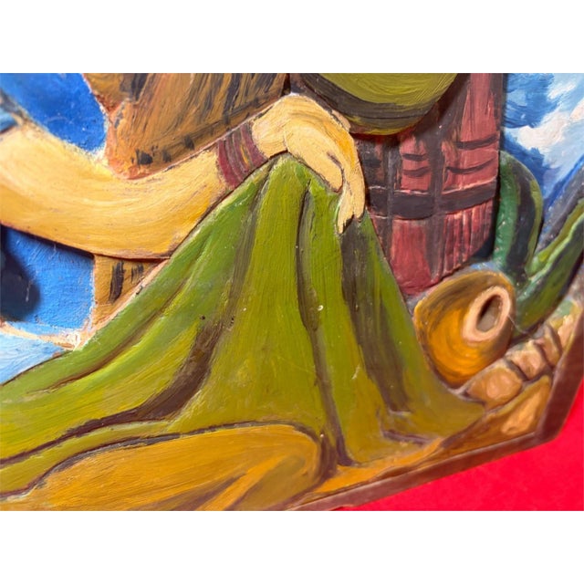 Mid-Century Mexica​n Relief-Carved Wood​ Panels - Charro & Serenade Folk Art Pair 20" For Sale - Image 16 of 18